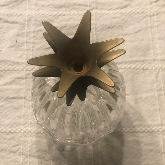 Vintage Crystal Cut Glass and Brass Pineapple Jar - Picture 3 of 7